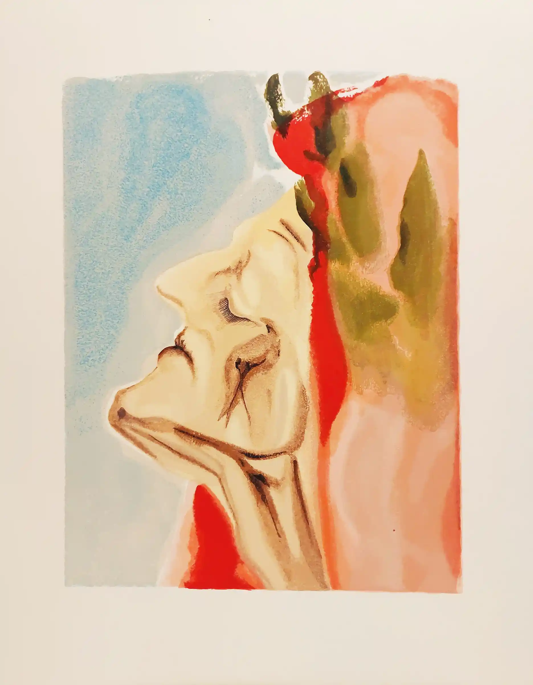 Zdjęcie obrazu Wątpiący Dante, z serii Boska Komedia (Raj: Pieśń 7) - Salvador Dalí (1904 - 1989). Foksal17 - Galeria Sztuki w Warszawie.