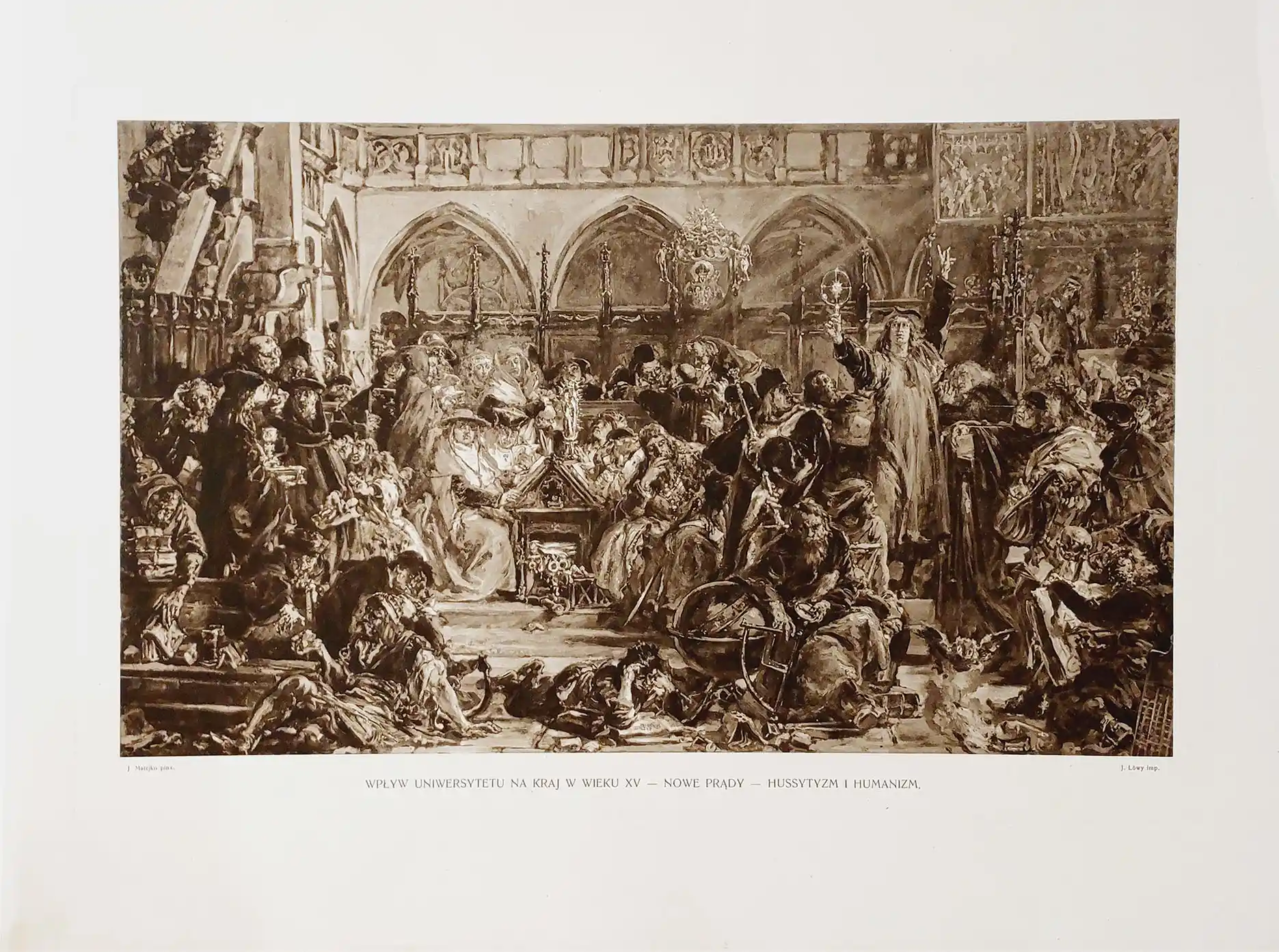Zdjęcie obrazu WPŁYW UNIWERSYTETU NA KRAJ W WIEKU XV - NOWE PRĄDY - HUSSYTYZM I HUMANIZM - Jan Matejko. Foksal17 - Galeria Sztuki w Warszawie.