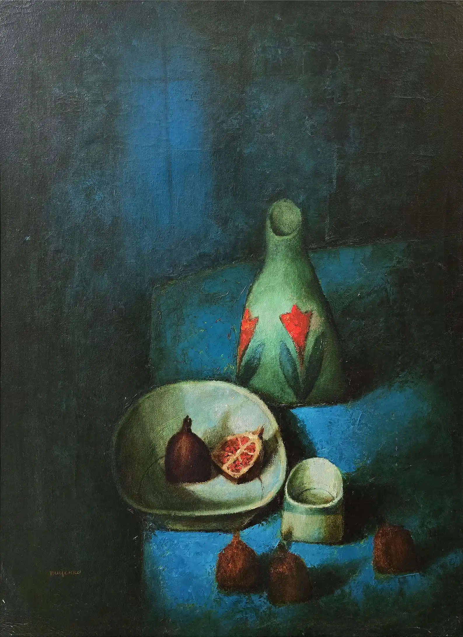 Zdjęcie obrazu Gennadiy Tishchenko - Still life with pomegranates - Gennadiy Tishchenko. Foksal17 - Galeria Sztuki w Warszawie.