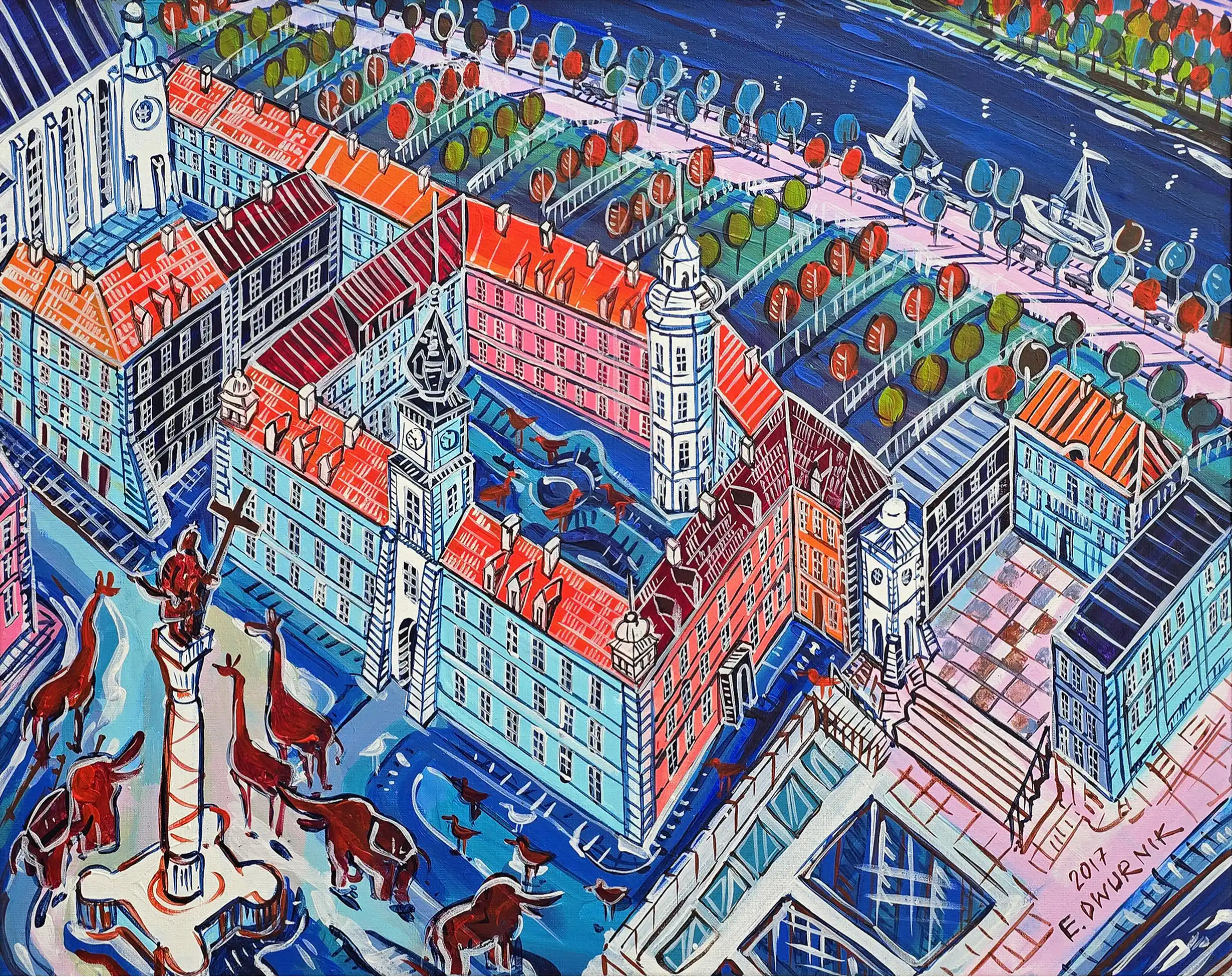 Zdjęcie obrazu Plac Zamkowy - Edward Dwurnik (1943 - 2018). Foksal17 - Galeria Sztuki w Warszawie.