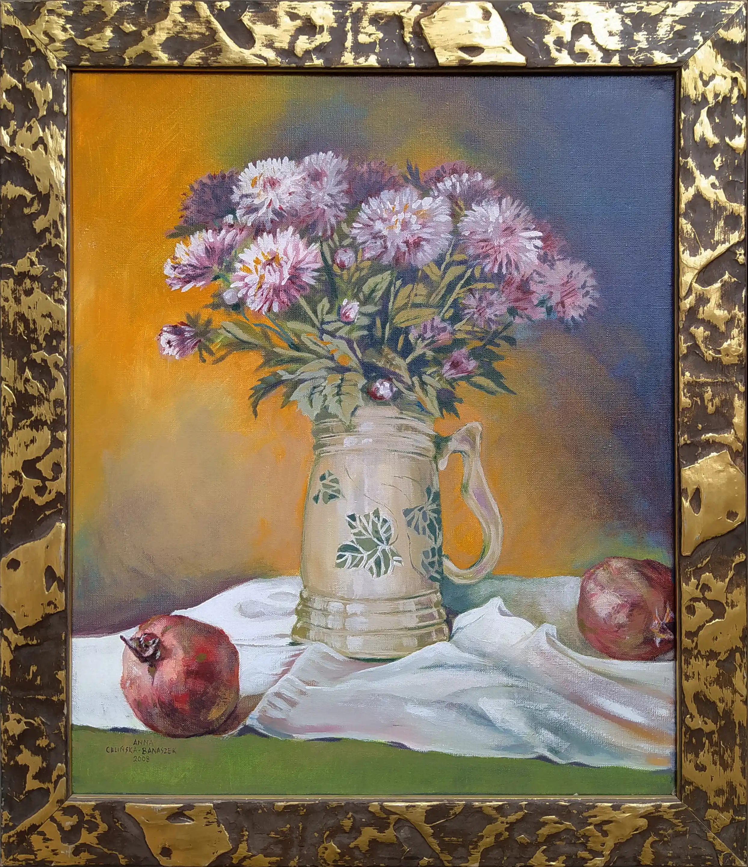 Zdjęcie dodatkowe 1: Anna Celińska-Banaszek - Martwa natura z astrami w kuflu i granatami – Anna Celińska-Banaszek