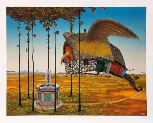 Zdjęcie obrazu Jacek Yerka - Domek Przy Źródle (ed. 1/50) - Jacek Yerka. Foksal17 - Galeria Sztuki w Warszawie.