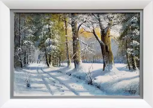 Zdjęcie obrazu Marek Szczepaniak - Stary las w śniegu - Marek Szczepaniak. Foksal17 - Galeria Sztuki w Warszawie.